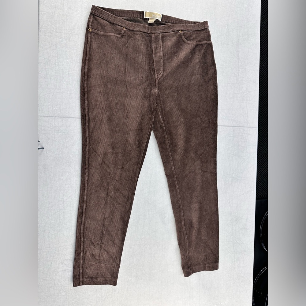 Michael Kors Briwn Corduroy Fabric Ankle Pants. 00074/A5